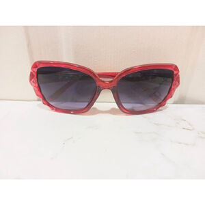 Polygon Framed Glasses In Red With Silver Embellishments